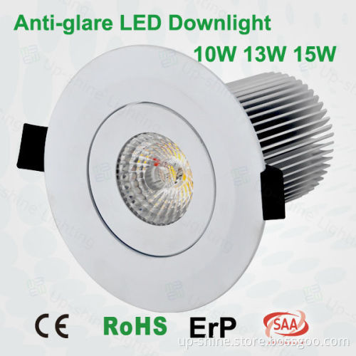 White/Stain brushed/Chrome finished 5 yrs warranty 90mm cut out CE RoHS SAA approved dimmable Sharp cob led 15w downlight